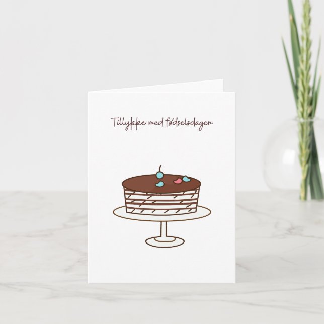 Tarjeta Tillykke med fødselsdagen, feliz cumpleaños danés (Anverso)