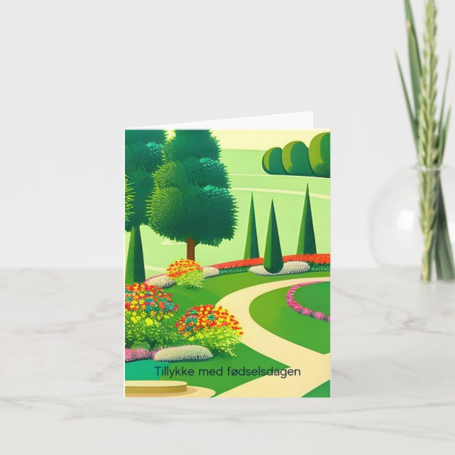 Tarjeta Tillykke med fødselsdagen, feliz cumpleaños danés (Anverso)