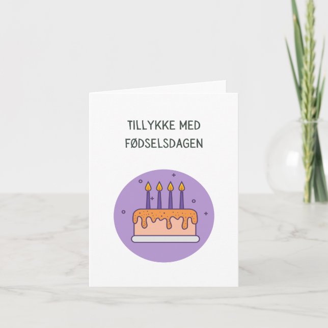 Tarjeta Tillykke med fødselsdagen, feliz cumpleaños danés (Anverso)