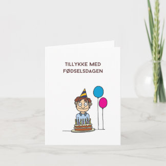 Tarjeta Tillykke med fødselsdagen, feliz cumpleaños danés