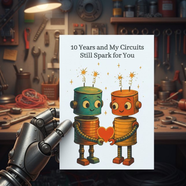 Tarjeta Tin Robot Love 10th Wedding Anniversary (Subido por el creador)