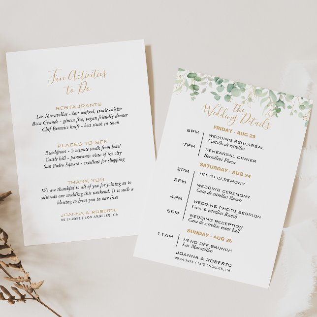 Tarjeta tineraria clásica para Boda de hojas de eu (Subido por el creador)