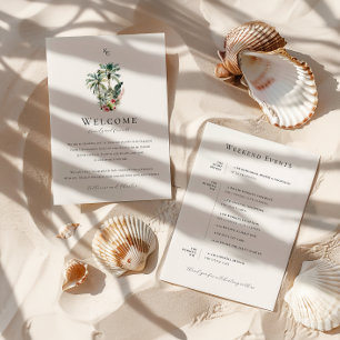 Tarjeta tineraria de bienvenida para Boda hawaiano