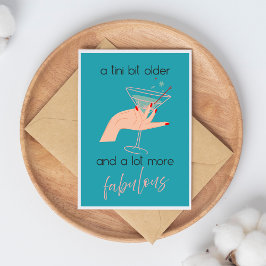 Tarjeta Tini Bit Older Blue Feminine Retro Martini Card