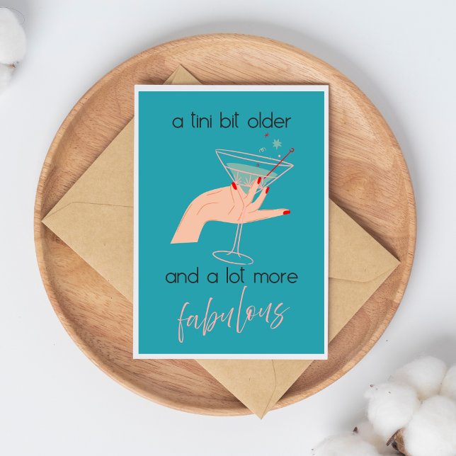 Tarjeta Tini Bit Older Blue Feminine Retro Martini Card (Subido por el creador)