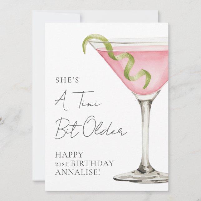 Tarjeta Tini Bit Older Martini Happy Birthday (Anverso)