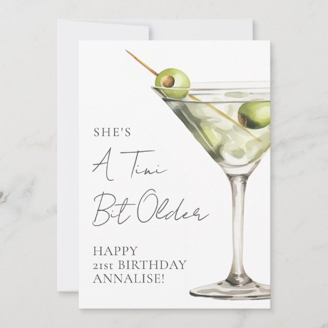 Tarjeta Tini Bit Older Martini Happy Birthday (Anverso)