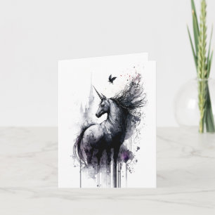 Tarjeta Tinta gótica unicornio Messy y y lavado