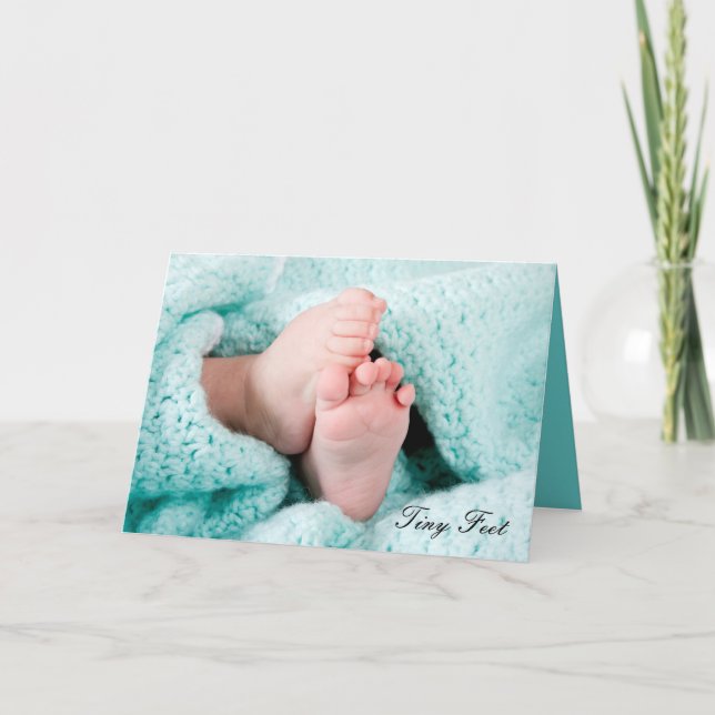 Tarjeta Tiny Feet - Birth in the family new baby greeting (Anverso)