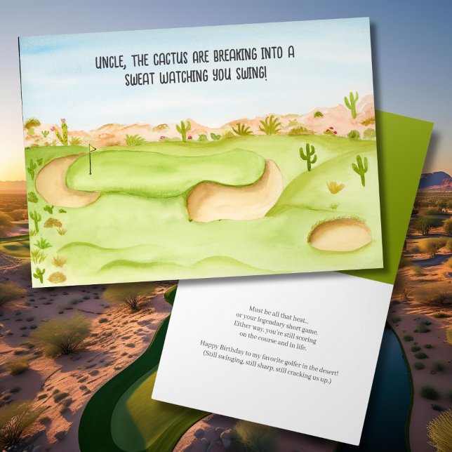 Tarjeta Tío, Birthday Desert Golf Course Watercolor (Subido por el creador)