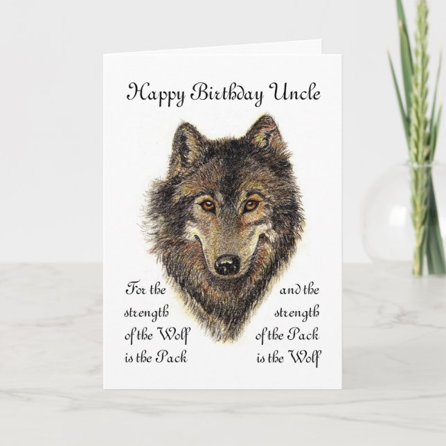 Tarjeta Tío de encargo Birthday - cita del lobo y del (Anverso)