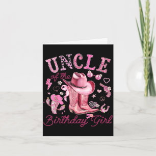 Tarjeta Tío de la niña del cumpleaños vaquera rosa western