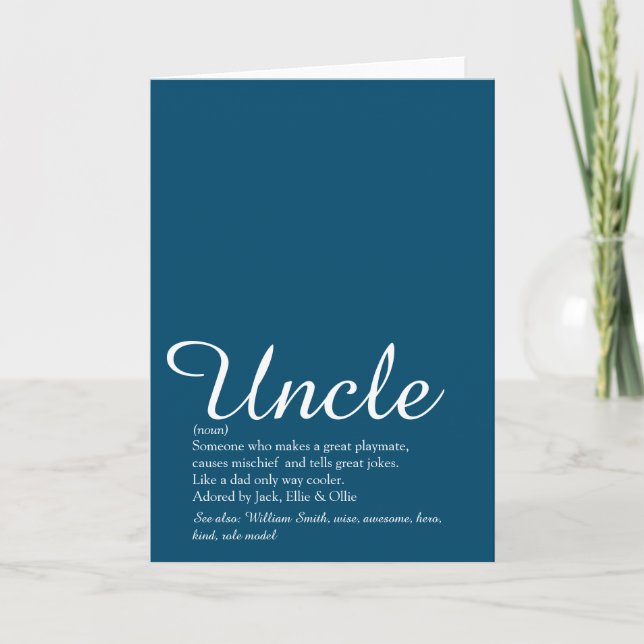 Tarjeta Tío, definición de Funcle Script azul divertido (Anverso)