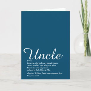 Tarjeta Tío, definición de Funcle Script azul divertido
