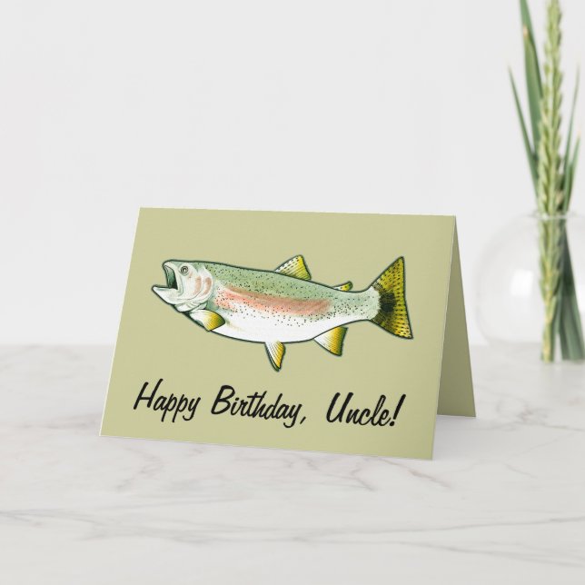 Tarjeta Tío Feliz cumpleaños: trucha arcoiris (Anverso)