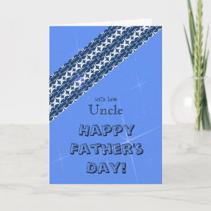 Tarjeta Tío - Feliz Día del Padre - Azul/Estrellas/Patrón