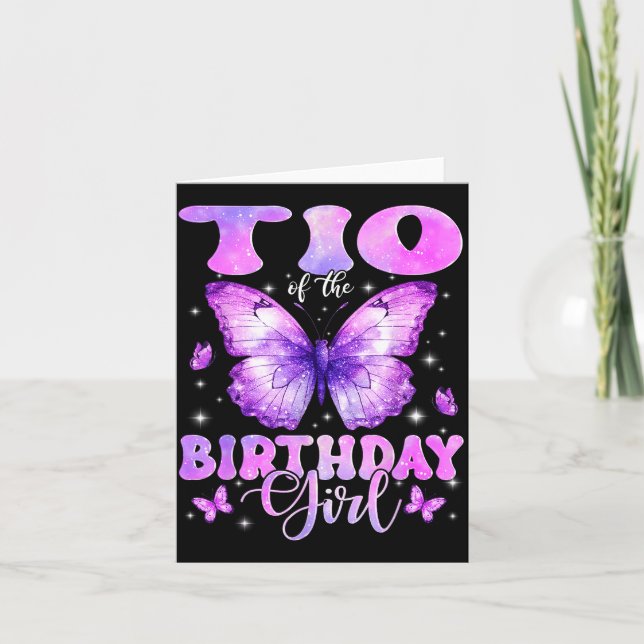 Tarjeta Tio Of The Birthday Girl Butterfly Funny Family  (Anverso)
