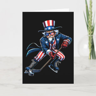 Tarjeta Tío Patriótico Sam Jugador de Hockey 4 de Julio Ho
