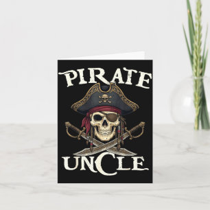 Tarjeta Tío pirata divertido cráneo familia disfraz a jueg