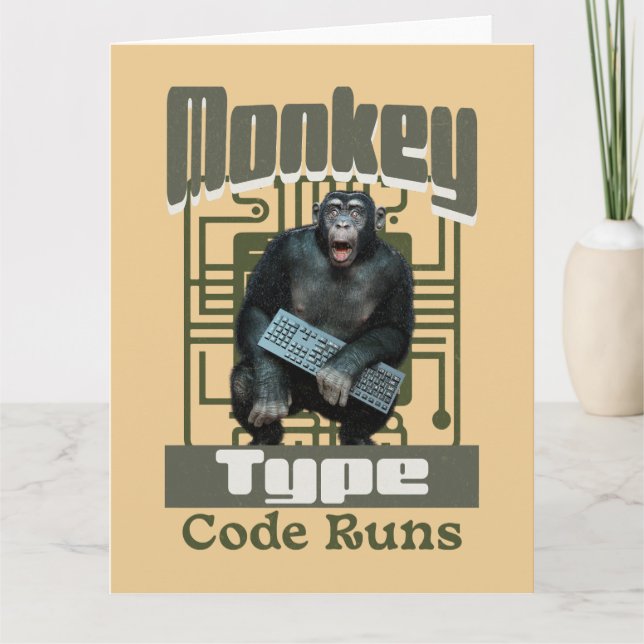 Tarjeta Tipo de mono, código ejecuta divertida desarrollad (Anverso)