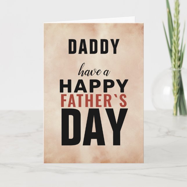 Tarjeta Tipografía acuarela Papá Feliz Día del Padre (Anverso)