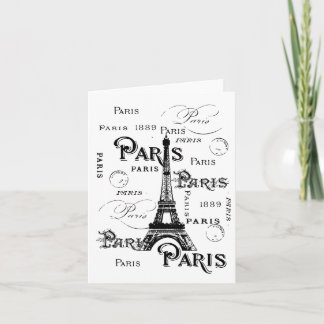 Tarjeta Tipografía Caligrafía París Francia Torre Eiffel