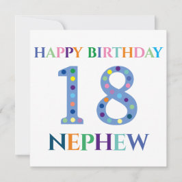 Tarjeta Tipografía colorida Feliz cumpleaños 18 sobrino