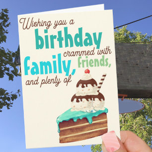 Tarjeta Tipografía Colorida Tarta de Cumpleaños Helado