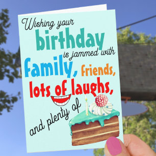 Tarjeta Tipografía Colorida Tarta de Cumpleaños Mejores De