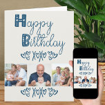 Tarjeta Tipografía de Doodle Cute Gris Azul 3 Foto Cumplea<br><div class="desc">Crea tu propia tarjeta de cumpleaños con 3 de tus fotos favoritas. El diseño tiene una tipografía tipográfica tipográfica tipográfica titánica adorable con corazones y garabatos de amor. La plantilla de fotos mostrará sus imágenes en formato cuadrado/instagram en un sencillo collage de fotos. El mensaje que hay dentro es totalmente...</div>