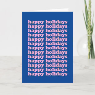 Tarjeta Tipografía de Felices Fiestas en Rosa y Azul