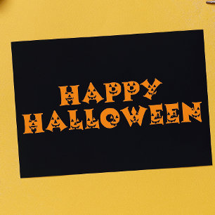 Tarjeta Tipografía de Jack-o’-Lantern Naranja Feliz Hallow