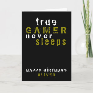 Tarjeta Tipografía de juego verdadero Cumpleaños del jugad