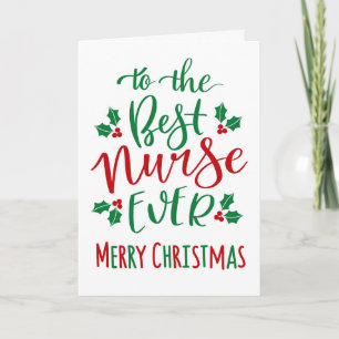 Tarjeta Tipografía de la Mejor Enfermera de Navidad