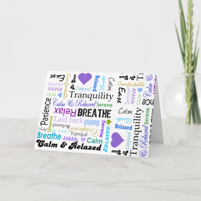 Tarjeta Tipografía de palabras positivas tranquilas y rela (Anverso)