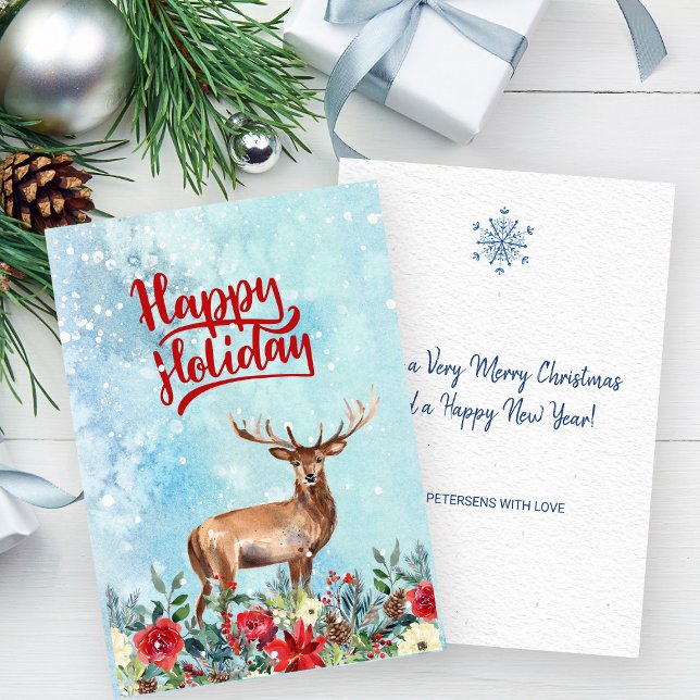 Tarjeta Tipografía de reno acuarela Feliz Navidad (Subido por el creador)
