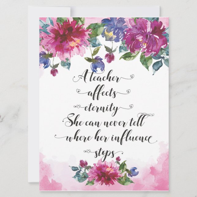 Tarjeta Tipografía docente de vuelta al regalo de jubilaci (Anverso)