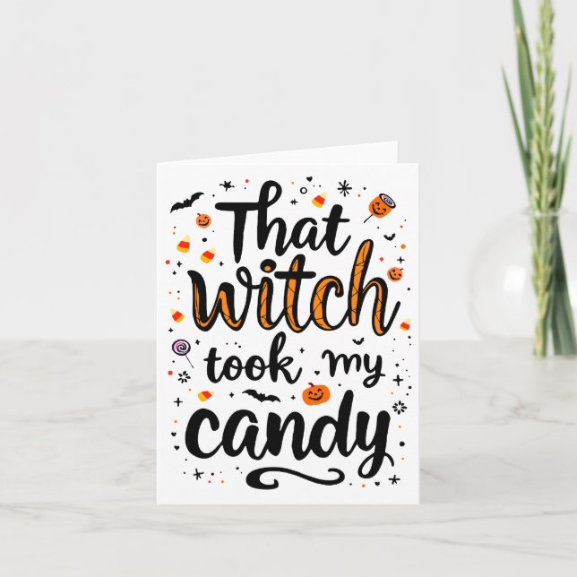 Tarjeta Tipografía Esa Bruja Me Quitó Mis Dulces (Anverso)