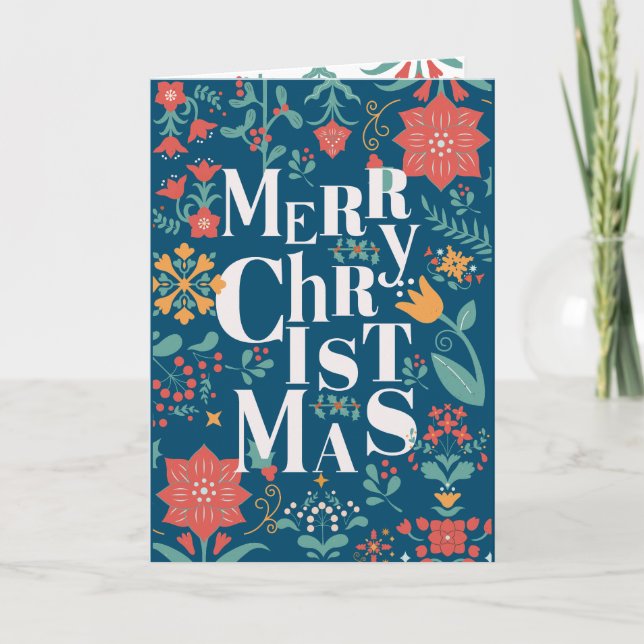 Tarjeta TIPOGRAFÍA FLORAL DE navidades (Anverso)