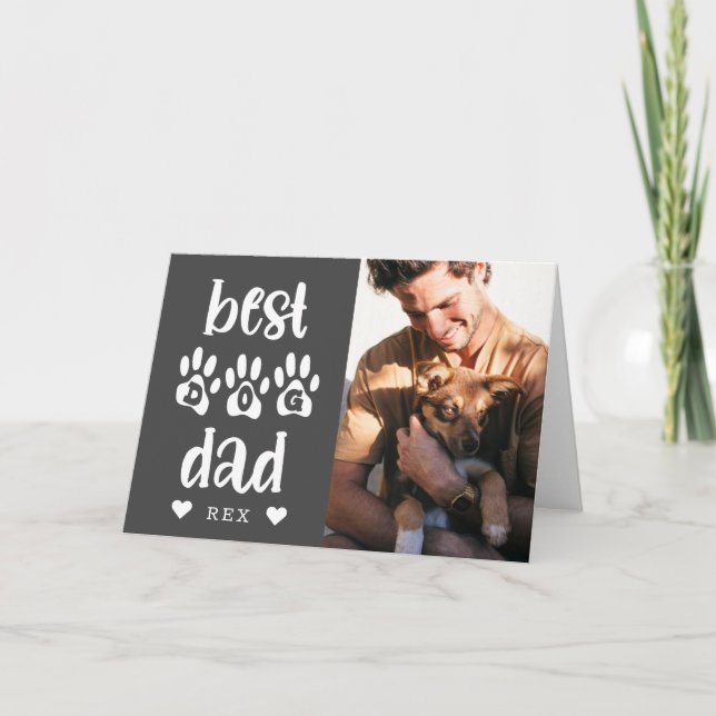 Tarjeta Tipografía fotográfica del mejor perro papá (Anverso)