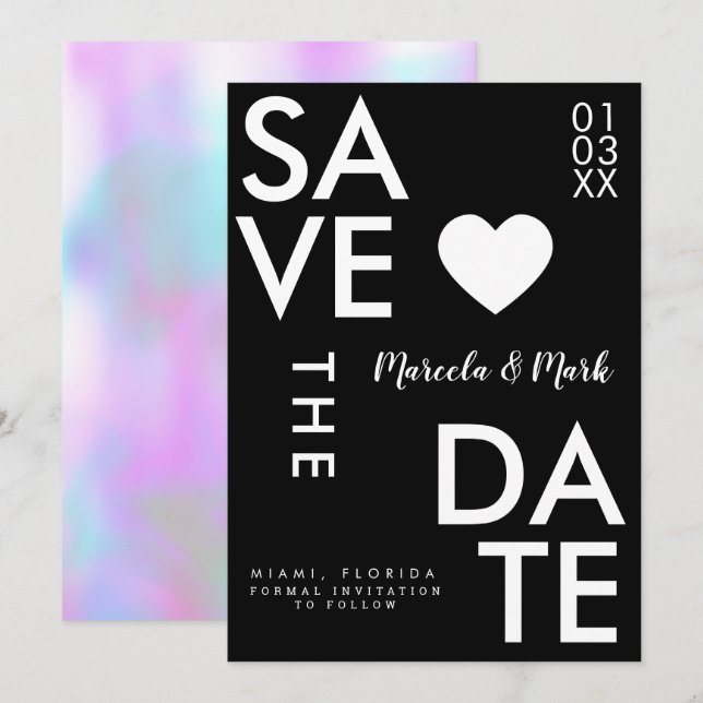 Tarjeta Tipografía moderna abstracta de dulces para guarda (Anverso / Reverso)