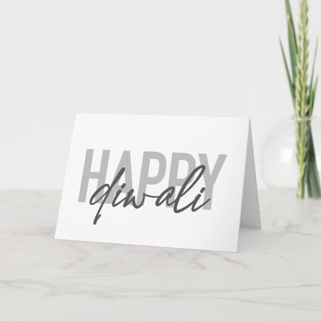 Tarjeta Tipografía moderna, simple y genial Feliz Diwali (Anverso)