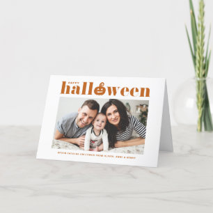 Tarjeta Tipografía retro de calabaza naranja Feliz Hallowe
