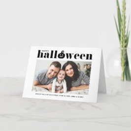 Tarjeta Tipografía retro de calabaza negra Feliz Halloween