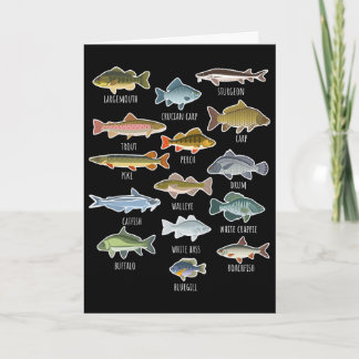 Tarjeta Tipos de especies de peces de agua dulce Pesca