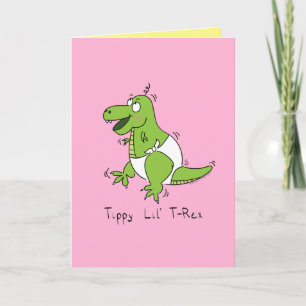 Tarjeta Tippy Lil T-Rex Baby Dinosaur Cute Greet Card