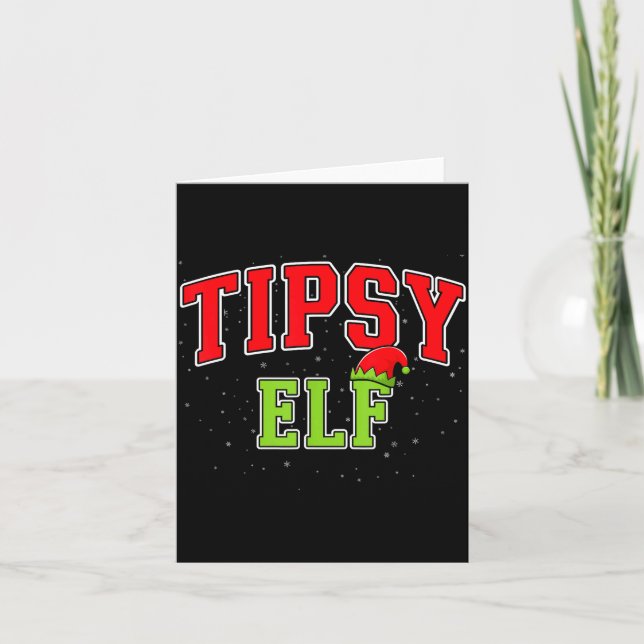 Tarjeta Tipsy Elf Christmas Family Matching Group Xmas  (Anverso)