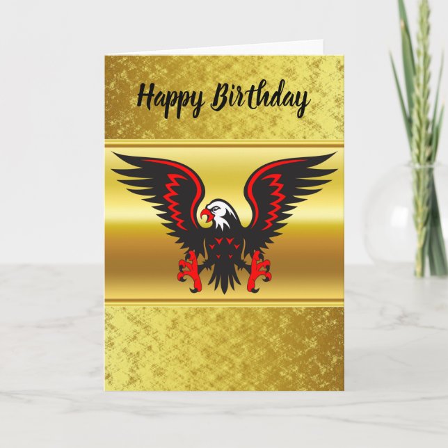 Tarjeta Tira cómica Águila negra y roja con Relieve metali (Anverso)