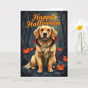 Tarjeta Tirador de oro en perro adorable de Halloween