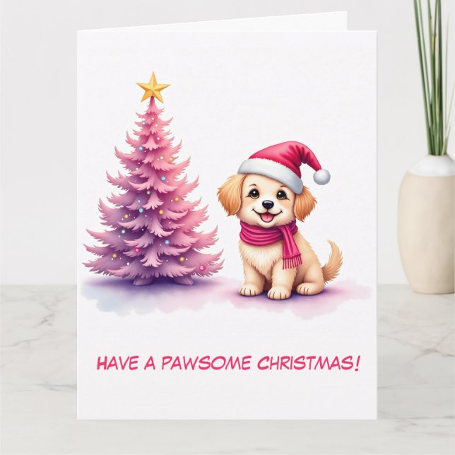 Tarjeta Tirador de oro ilustrado en Sombrero Rosa (Anverso)